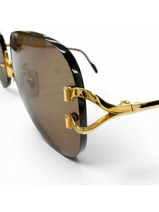 Cartier Rimless Two Point 2C Decor Eyewear Sunglasses Gold Bordeaux Brown 18 main image 13